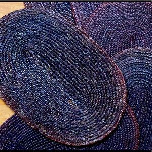 Set Six Reed Rattan Hand Dyed Woven Oval Placemats